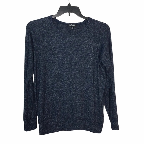Women’s Buffalo S Small 4 - 6 Sweatshirt Crewneck Marble Navy Blue Stretch NWOT - Picture 3 of 8